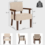 Accent Chair, Armchair with Solid Wood Frame and Legs, Beige in Beige, alternate view 2
