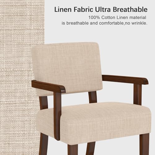 Accent Chair, Armchair with Solid Wood Frame and Legs, Beige in Beige, alternate view 3