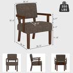 Accent Chair, Armchair with Solid Wood Frame and Legs, Brown in Brown, alternate view 2