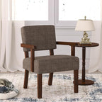 Accent Chair, Armchair with Solid Wood Frame and Legs, Brown in Brown, alternate view 3