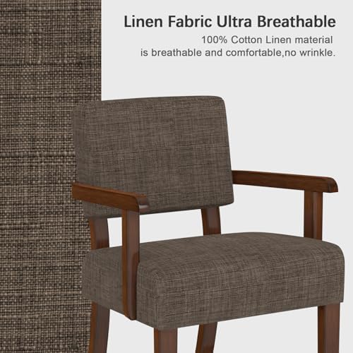 Accent Chair, Armchair with Solid Wood Frame and Legs, Brown in Brown, alternate view 4