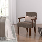 Accent Chair, Armchair with Solid Wood Frame and Legs, Brown in Brown, alternate view 6