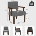Accent Chair, Armchair with Solid Wood Frame and Legs, Gray in Gray, alternate view 2
