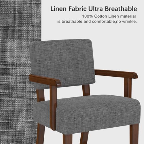 Accent Chair, Armchair with Solid Wood Frame and Legs, Gray in Gray, alternate view 3