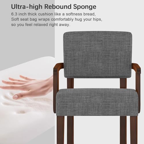 Accent Chair, Armchair with Solid Wood Frame and Legs, Gray in Gray, alternate view 4