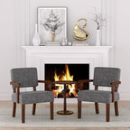 Accent Chair, Armchair with Solid Wood Frame and Legs, Gray in Gray, alternate view 6
