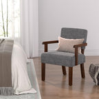 Accent Chair, Armchair with Solid Wood Frame and Legs, Gray in Gray, alternate view 7