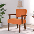 Accent Chair, Mid-Century Armchair with Solid Wood Frame, Orange in One Chair in Linen Orange