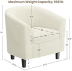 Accent Chairs Set of 2, Corduroy Barrel Armchairs Beige, alternate view 3
