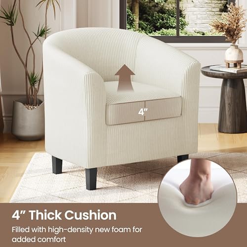 Accent Chairs Set of 2, Corduroy Barrel Armchairs Beige, alternate view 7