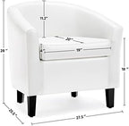 Accent Chairs Set of 2, Faux Leather Barrel Armchairs White, alternate view 3