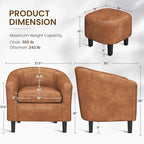 Accent Chairs with Ottoman Set of 2, Faux Leather, Brown in Brown, alternate view 3