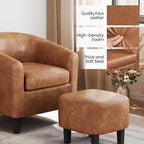Accent Chairs with Ottoman Set of 2, Faux Leather, Brown in Brown, alternate view 4