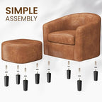 Accent Chairs with Ottoman Set of 2, Faux Leather, Brown in Brown, alternate view 6