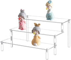 Acrylic 3-Tier Riser Display Shelf for Figurines, Desserts Holder, Collections Organizer and Cosmetic Items
