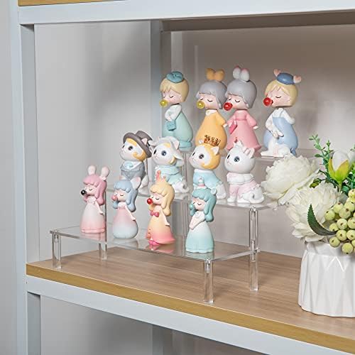 Acrylic 3-Tier Riser Display Shelf for Figurines, Desserts Holder, Collections Organizer and Cosmetic Items, alternate view 5