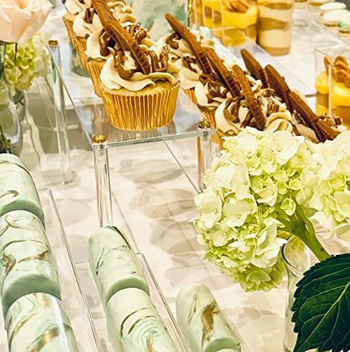 Acrylic 3-Tier Riser Display Shelf for Figurines, Desserts Holder, Collections Organizer and Cosmetic Items, alternate view 6