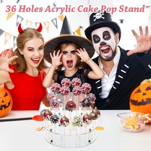 Acrylic 3 Tiers Cake Pop Stand, 36 Holes for Display Candy Dessert in Clear, alternate view 6