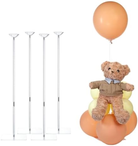 Acrylic Balloon Stand for Table Centerpiece, Adjustable 4-Pack in 10ft wide & 7.5ft high
