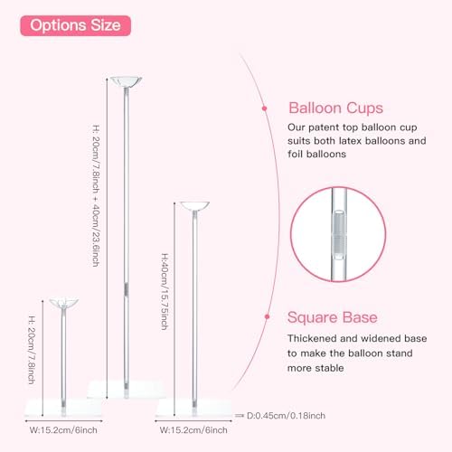 Acrylic Balloon Stand for Table Centerpiece, Adjustable 4-Pack in 10ft wide & 7.5ft high, alternate view 3