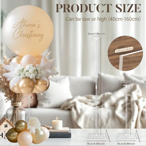 Acrylic Balloon Stands for Table Centerpieces, 10 Pack 31.5 Inch in 31.5 Inches in Gold, Silver, alternate view 2
