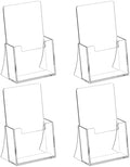 Acrylic Brochure Holder 4 Inch, 4 Pack Flyer Holder, Clear Pamphlets Holder in 8.5 x 11 inches in Clear