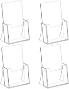 Acrylic Brochure Holder 4 Inch, 4 Pack Flyer Holder, Clear Pamphlets Holder in 8.5 x 11 inches in Clear