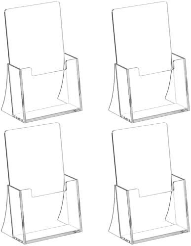 Acrylic Brochure Holder 4 Inch, 4 Pack Flyer Holder, Clear Pamphlets Holder in 8.5 x 11 inches in Clear