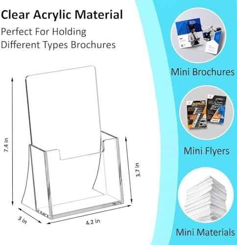 Acrylic Brochure Holder 4 Inch, 4 Pack Flyer Holder, Clear Pamphlets Holder in 8.5 x 11 inches in Clear, alternate view 3