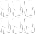 Acrylic Brochure Holder 4 Inch, 6 Pack Flyer Holder, Clear Pamphlets Holder in 8.5 x 11 inches in Clear