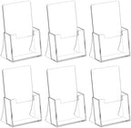 Acrylic Brochure Holder 4 Inch, 6 Pack Flyer Holder, Clear Pamphlets Holder in 8.5 x 11 inches in Clear