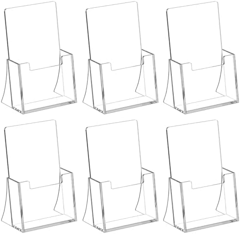 Acrylic Brochure Holder 4 Inch, 6 Pack Flyer Holder, Clear Pamphlets Holder in 8.5 x 11 inches in Clear