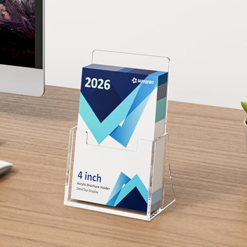 Acrylic Brochure Holder 4 Inch, 6 Pack Flyer Holder, Clear Pamphlets Holder in 8.5 x 11 inches in Clear, alternate view 2
