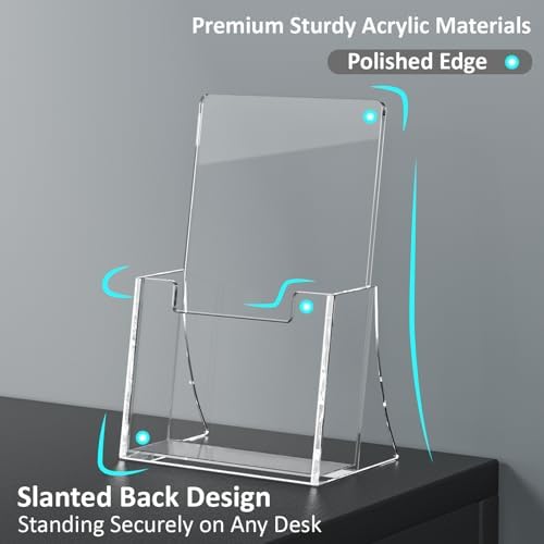 Acrylic Brochure Holder 4 Inch, 6 Pack Flyer Holder, Clear Pamphlets Holder in 8.5 x 11 inches in Clear, alternate view 4