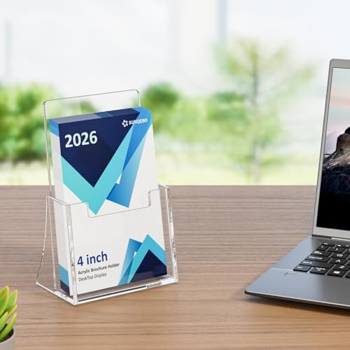 Acrylic Brochure Holder 4 Inch, 6 Pack Flyer Holder, Clear Pamphlets Holder in 8.5 x 11 inches in Clear, alternate view 7