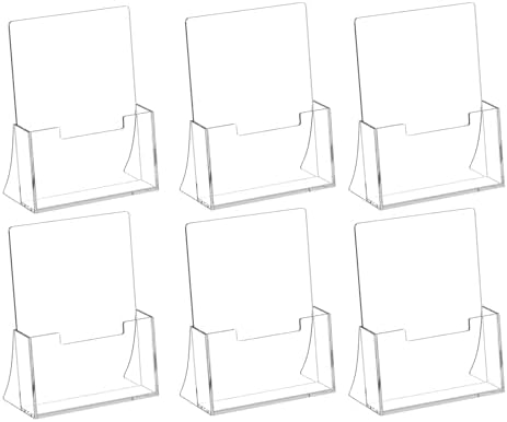 Acrylic Brochure Holder 6'' x 9'', 6 Pack, Clear Flyer Holder, Display Stand in 8.5 x 11 inches in Clear