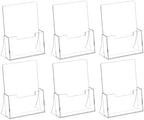 Acrylic Brochure Holder 6'' x 9'', 6 Pack, Clear Flyer Holder, Display Stand in 8.5 x 11 inches in Clear