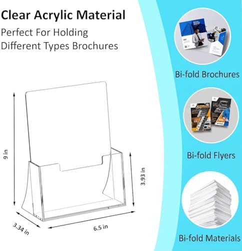 Acrylic Brochure Holder 6'' x 9'', 6 Pack, Clear Flyer Holder, Display Stand in 8.5 x 11 inches in Clear, alternate view 3
