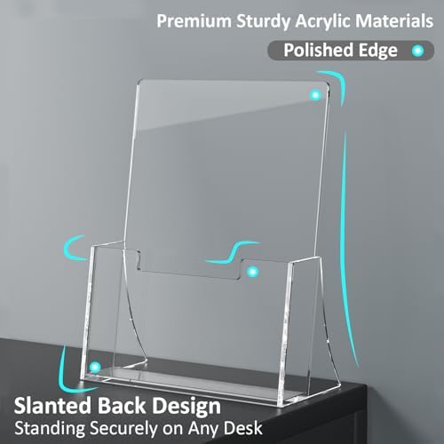 Acrylic Brochure Holder 6'' x 9'', 6 Pack, Clear Flyer Holder, Display Stand in 8.5 x 11 inches in Clear, alternate view 4