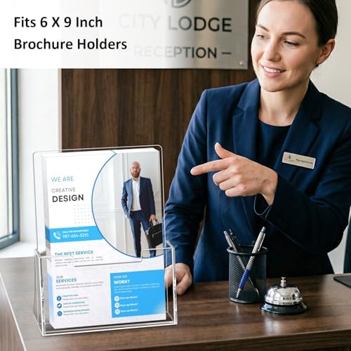 Acrylic Brochure Holder 6'' x 9'', 6 Pack, Clear Flyer Holder, Display Stand in 8.5 x 11 inches in Clear, alternate view 5