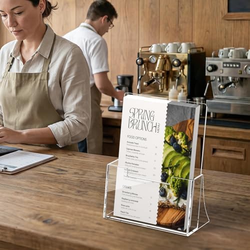 Acrylic Brochure Holder 6'' x 9'', 6 Pack, Clear Flyer Holder, Display Stand in 8.5 x 11 inches in Clear, alternate view 6