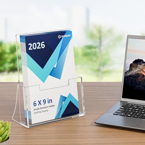 Acrylic Brochure Holder 6'' x 9'', 6 Pack, Clear Flyer Holder, Display Stand in 8.5 x 11 inches in Clear, alternate view 7