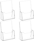 Acrylic Brochure Holder 8.5 x 5.5 Inch, 4 Pack, Bi-fold Flyer Desk Holder in 8.5 x 11 inches in Clear