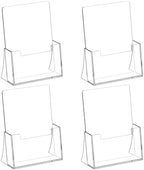 Acrylic Brochure Holder 8.5 x 5.5 Inch, 4 Pack, Bi-fold Flyer Desk Holder in 8.5 x 11 inches in Clear