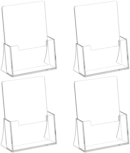 Acrylic Brochure Holder 8.5 x 5.5 Inch, 4 Pack, Bi-fold Flyer Desk Holder in 8.5 x 11 inches in Clear