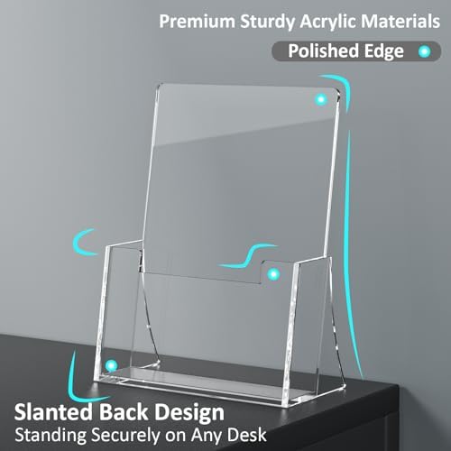 Acrylic Brochure Holder 8.5 x 5.5 Inch, 4 Pack, Bi-fold Flyer Desk Holder in 8.5 x 11 inches in Clear, alternate view 4
