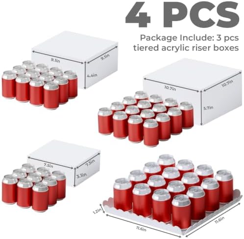 Acrylic Buffet Risers, 4 PCS White Large Food Display Stands for Party Table, Display Risers Cube Box with, alternate view 3
