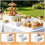Acrylic Buffet Risers, 4 PCS White Large Food Display Stands for Party Table, Display Risers Cube Box with, alternate view 4