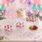 Acrylic Buffet Risers and Stand 6 Pack 9" 8" 7" 6" 5" 5" 4" 4" Clear in Clear, alternate view 2