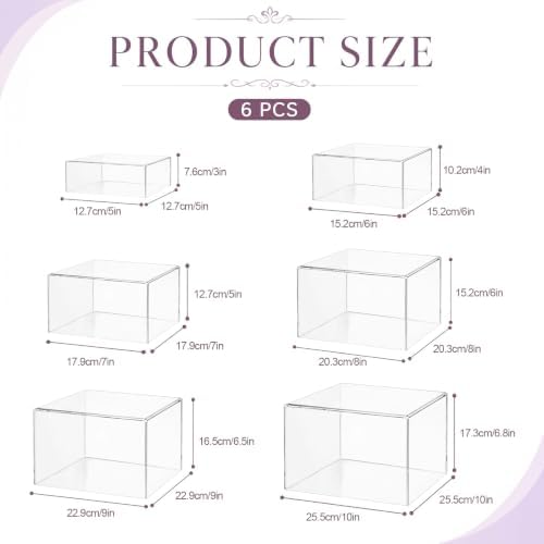 Acrylic Buffet Risers and Stand 6 Pack 9" 8" 7" 6" 5" 5" 4" 4" Clear in Clear, alternate view 3